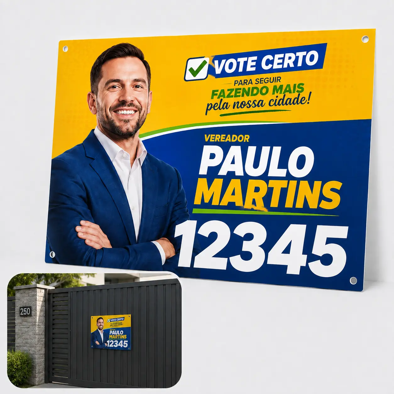 Placa Eleitoral Personalizada 48 × 35 cm